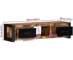 TV staliukas televizoriaus spintelė 100x30x25 cm Regeneruota medžio masyva