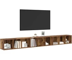 TV staliukas TV spintelių komplektas 3 pcs Senovinis medis 37 x 35 x 107 cm