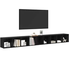TV staliukas TV spintelių komplektas 3 pcs Juodas ąžuolas 37 x 35 x 107 cm