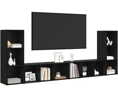 TV staliukas TV spintelių komplektas 4 pcs Juodas ąžuolas 37 x 35 x 107 cm