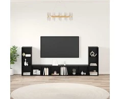 TV staliukas TV spintelių komplektas 4 pcs Juodas ąžuolas 37 x 35 x 107 cm