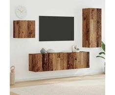 TV staliukas Televizoriaus spintelė 4 pcs Senovinis medis Apdirbta mediena