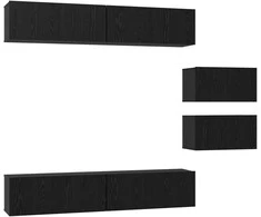 TV staliukas TV spintelių komplektas 6 pcs Juodas ąžuolas Apdirbta mediena