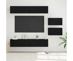 TV staliukas TV spintelių komplektas 6 pcs Juodas ąžuolas Apdirbta mediena