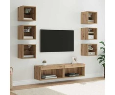 TV staliukas Televizoriaus spintelė 8 pcs Amatininkų ąžuolas Stiklas