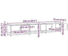TV staliukas TV vienetai 240 x 35 x 41 cm Amatininkų ąžuolas
