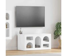 TV staliukas Televizoriaus spintelė Aukštai blizganti balta 80 x 35 x 40 cm