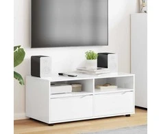 TV staliukas Televizoriaus spintelė Aukštai blizganti balta 100 x 48 x 43 cm