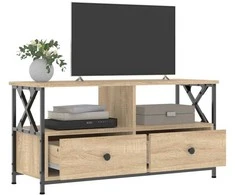 TV staliukas Televizoriaus spintelė, ąžuolo, 90x33x45cm, mediena ir geležis