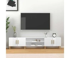 TV staliukas Televizoriaus spintelė, balta, 180x31,5x40cm, mediena, blizgi