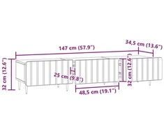 TV staliukas Televizoriaus spintelė Betono pilka 147 x 34,5 x 32 cm