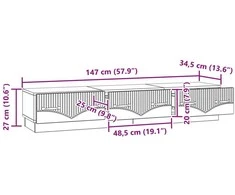 TV staliukas Televizoriaus spintelė Betono pilka 147 x 34,5 x 27 cm