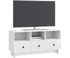TV staliukas Televizoriaus spintelė Itin blizgi balta 102 x 34,5 x 50 cm
