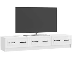 TV staliukas Televizoriaus spintelė Itin blizgi balta 147 x 34,5 x 27 cm