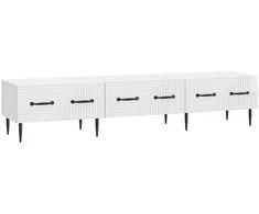 TV staliukas Televizoriaus spintelė Itin blizgi balta 147 x 34,5 x 30 cm