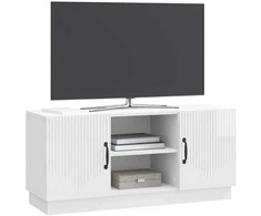 TV staliukas Televizoriaus spintelė Itin blizgi balta 102 x 34,5 x 47 cm