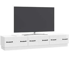 TV staliukas Televizoriaus spintelė Itin blizgi balta 147 x 34,5 x 27 cm