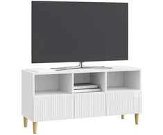 TV staliukas Televizoriaus spintelė Itin blizgi balta 102 x 34,5 x 50 cm