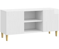 TV staliukas Televizoriaus spintelė Itin blizgi balta 102 x 34,5 x 50 cm