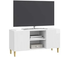 TV staliukas Televizoriaus spintelė Itin blizgi balta 102 x 34,5 x 50 cm