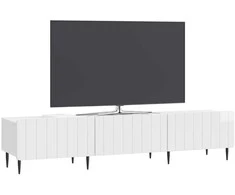TV staliukas Televizoriaus spintelė Itin blizgi balta 147 x 34,5 x 32 cm