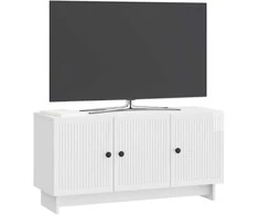 TV staliukas Televizoriaus spintelė Itin blizgi balta 99 x 34,5 x 50 cm