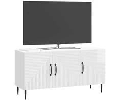 TV staliukas Televizoriaus spintelė Itin blizgi balta 99 x 34,5 x 50 cm