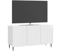 TV staliukas Televizoriaus spintelė Itin blizgi balta 99 x 34,5 x 52 cm
