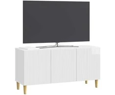 TV staliukas Televizoriaus spintelė Itin blizgi balta 99 x 34,5 x 50 cm