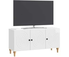 TV staliukas Televizoriaus spintelė Itin blizgi balta 99 x 34,5 x 50 cm