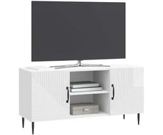 TV staliukas Televizoriaus spintelė Itin blizgi balta 102 x 34,5 x 50 cm