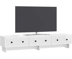 TV staliukas Televizoriaus spintelė Itin blizgi balta 147 x 34,5 x 30 cm