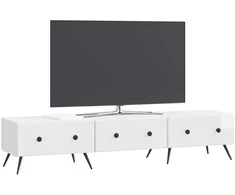 TV staliukas Televizoriaus spintelė Itin blizgi balta 147 x 34,5 x 30 cm