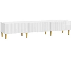 TV staliukas Televizoriaus spintelė Itin blizgi balta 147 x 34,5 x 30 cm
