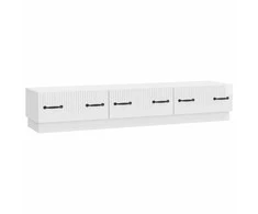 TV staliukas Televizoriaus spintelė Itin blizgi balta 147 x 34,5 x 27 cm