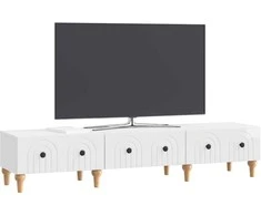 TV staliukas Televizoriaus spintelė Itin blizgi balta 147 x 34,5 x 30 cm