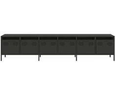 TV staliukas Televizoriaus spintelė, juodas, 202x39x43,5 cm, plienas