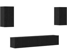 TV staliukas TV spintelių komplektas 4 pcs Juodas ąžuolas Apdirbta mediena