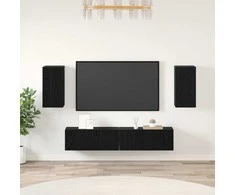 TV staliukas TV spintelių komplektas 4 pcs Juodas ąžuolas Apdirbta mediena