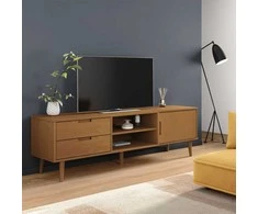 TV staliukas Televizoriaus spintelė MOLDE, ruda, 158x40x49cm, pušies masyvas