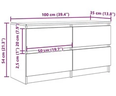TV staliukas Televizoriaus spintelė, pilka ąžuolo, 100x35x55cm, mediena