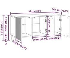 TV staliukas Televizoriaus spintelė 99 x 34,5 x 50 cm Sendintos medienos
