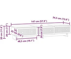 TV staliukas Televizoriaus spintelė 147 x 34,5 x 30 cm Sendintos medienos