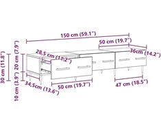 TV staliukas Televizoriaus spintelė 150 x 36 x 30 cm Senovinis medis