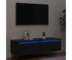 TV staliukas Televizoriaus spintelė su LED apšvietimu, juoda, 100X35,5x25 cm