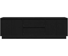 TV staliukas Televizoriaus spintelė su LED apšvietimu, juoda, 160,5x41x50 cm