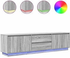 TV staliukas Televizoriaus spintelė su LED, pilka ąžuolo, 193,5x41x50 cm