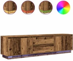 TV staliukas Televizoriaus spintelė su LED, medienos, 193,5x41x50 cm