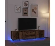 TV staliukas Televizoriaus spintelė su LED, medienos, 193,5x41x50 cm