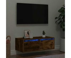 TV staliukas Televizoriaus spintelė su LED, dūminio ąžuolo, 75x35,5x25 cm